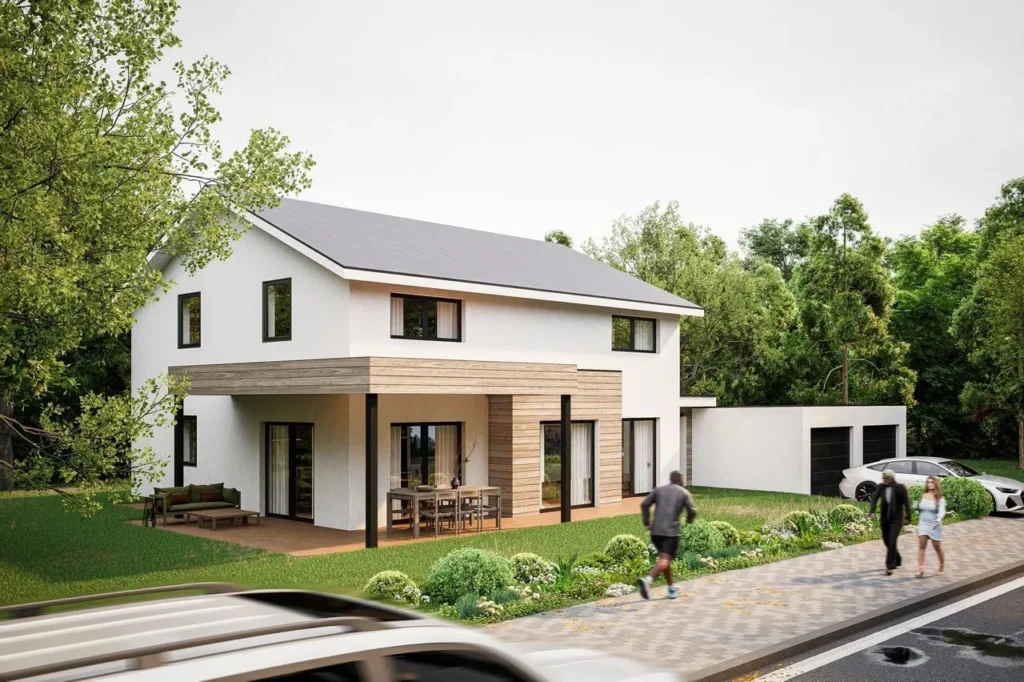 Stadtvilla mit zwei Vollgeschossen und Satteldach, Visualisierung Haus Lena