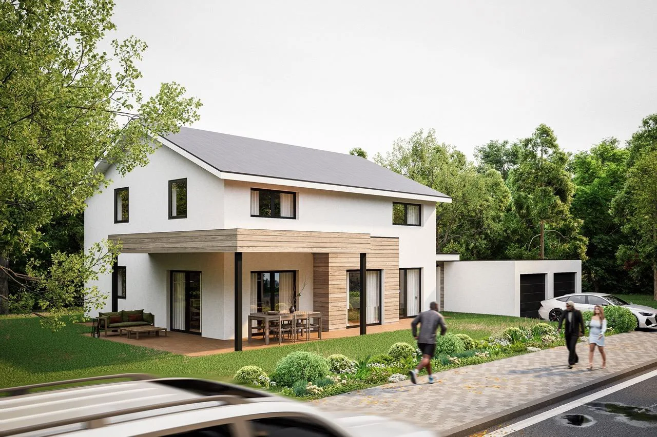 Stadtvilla mit zwei Vollgeschossen und Satteldach, Visualisierung Haus Lena